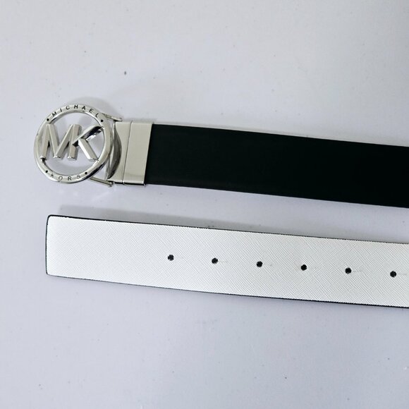 NWT MICHAEL Michael Kors Leather Reversible Belt XL Black White - Bold Signature - Picture 4 of 5